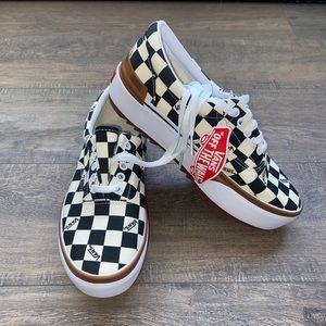 New Vans Era Stacked Checkerboard Multi/True White Sneakers Platform Shoes